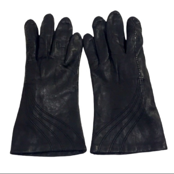 GENUINE Leather Women Black Gloves Size S - Picture 3 of 12